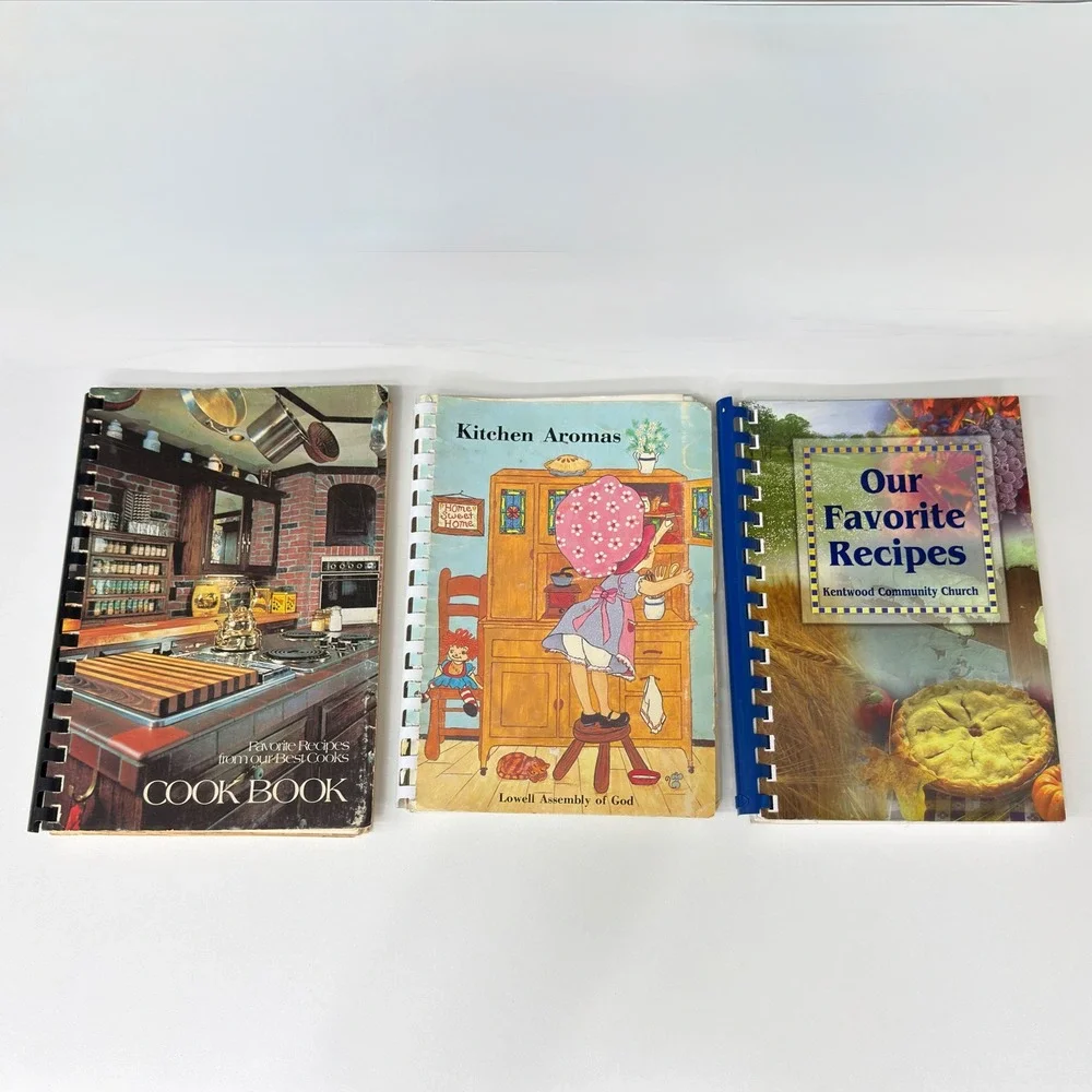 Vintage Community Cookbook Lot of 3 Church Regional Recipes 70s 80s Michigan